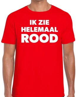 Ik zie helemaal rood tekst t-shirt rood heren L