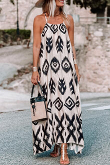 Ikat Print Maxi Jurk Ivoor