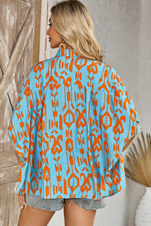 Ikat Print Overhemd met Knopen Lichtblauw