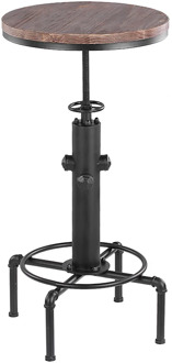 iKayaa Pinewood Top Round Pub Bar Table Height Adjustable Swivel Counter Bistro Table Industrial Pipe Style Kitchen Dining Table