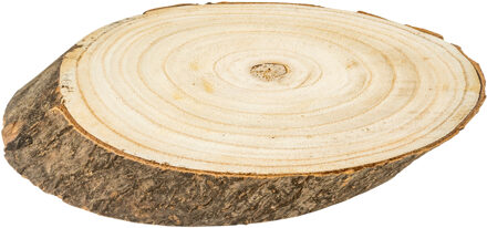 IKO decoratie boomschijf schijf hout - 22 x 12 x 2 cm - ovaal - met boomschors