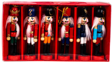 IKO kersthangers - notenkrakers - gekleurd - 6x - 12,5cm