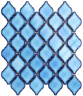 Ilcom Mozaïekplaat Blue Arabesque Op Gaas 27.5 X 25.2 Cm - Keramiek Voor Badkamer Of Keuken