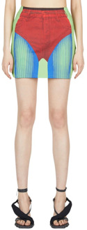 Illusionary Graphic Short Skirt Y/Project , Green , Dames - 2XS