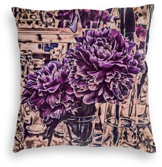 Illustratie Pioenen Illustratie Pioenen Fluwelen Kussensloop Black 16 "X 16" 10809 320555932 45x45cm