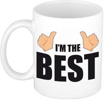 Im the best duimpjes omhoog cadeau beker - wit en zwart - verjaardag / kado mok - feest mokken Multikleur