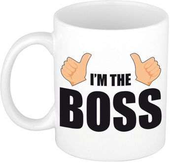 Im the boss duimpjes omhoog cadeau beker wit en zwart - kado mok voor een echte baas - feest mokken Multikleur