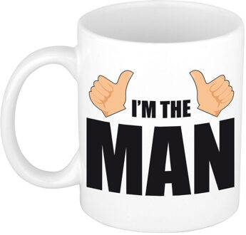 Im the man duimpjes omhoog cadeau beker wit en zwart - verjaardag / kado mok - feest mokken Multikleur