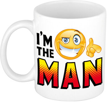 Im the man smiley cadeau beker wit - verjaardag / kado mok - feest mokken Multikleur
