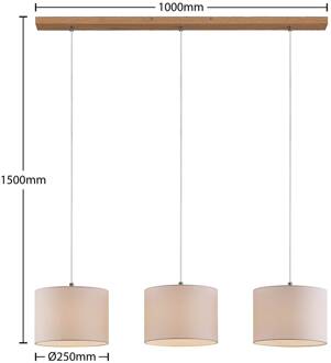 Imarin hanglamp, 3-lamps, wit licht hout, wit