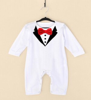 IMCUTE Pasgeboren Baby Jongen Strikje Gentleman Romper Jumpsuit Speelpakjes Kleding Outfits Peuter wit / 3T