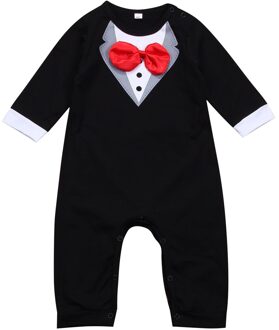 IMCUTE Pasgeboren Baby Jongen Strikje Gentleman Romper Jumpsuit Speelpakjes Kleding Outfits Peuter zwart / 3T