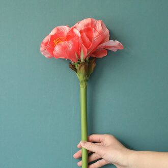 Imitatie Bloemen Barbadoslily Woondecoratie Bruiloft Boquet Amaryllis Bloem Muur Kunstbloemen DK roze