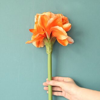 Imitatie Bloemen Barbadoslily Woondecoratie Bruiloft Boquet Amaryllis Bloem Muur Kunstbloemen oranje