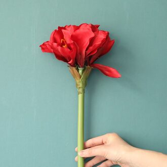 Imitatie Bloemen Barbadoslily Woondecoratie Bruiloft Boquet Amaryllis Bloem Muur Kunstbloemen rood