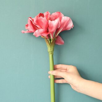 Imitatie Bloemen Barbadoslily Woondecoratie Bruiloft Boquet Amaryllis Bloem Muur Kunstbloemen roos rood