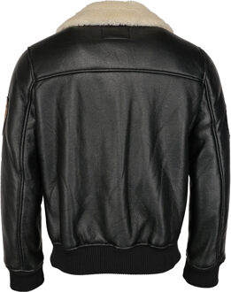 imitatieleren jas TG20213035 met imitatiebontkraag - maat 3XL Zwart