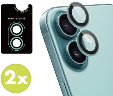 Imoshion 2 Pack Camera lens protector voor de Apple iPhone 16 / 16 Plus - Teal Zilver