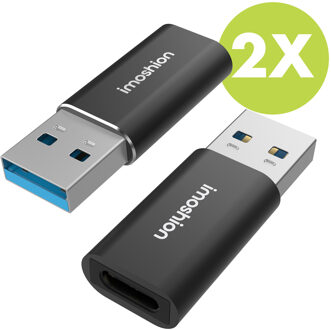 Imoshion 2x USB-A 3.1 (male) naar USB-C (female) Adapter - OTG - Zwart - One size