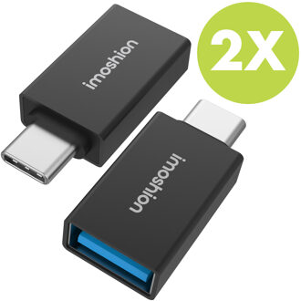 Imoshion 2x USB-C (male) naar USB-A 3.1 (female) Adapter - OTG - Zwart - One size