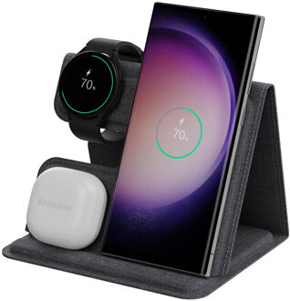Imoshion 3-in-1 Opvouwbare draadloze oplader voor Samsung | Galaxy Phone + Galaxy Buds + Galaxy Watch - Grijs - One size