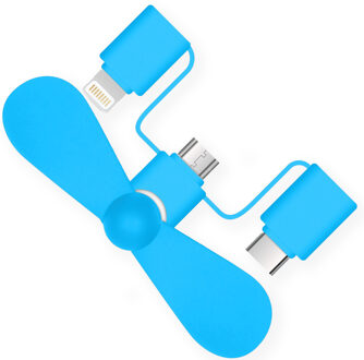 Imoshion 3-in-1 smartphone ventilator Lightning, USB-C & Micro-USB - Blauw - One size