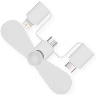 Imoshion 3-in-1 smartphone ventilator Lightning, USB-C & Micro-USB - Wit - One size