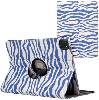 Imoshion 360° Draaibare Design Bookcase voor de Apple iPad Pro 11 (2022 / 2021 / 2020 / 2018) - White Blue Stripes Meerkleurig