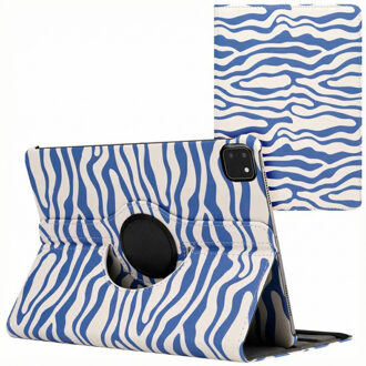 Imoshion 360° Draaibare Design Bookcase voor de Apple iPad Pro 11 (2022 / 2021 / 2020 / 2018) - White Blue Stripes Meerkleurig