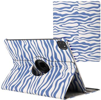 Imoshion 360° Draaibare Design Bookcase voor de Apple iPad Pro 13 (2025) M5 / (2024) M4 - White Blue Stripes Meerkleurig