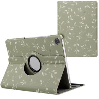 Imoshion 360° Draaibare Design Bookcase voor de Samsung Galaxy Tab A9 Plus - Green Flowers Meerkleurig - 11