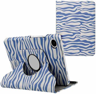 Imoshion 360° Draaibare Design Bookcase voor de Samsung Galaxy Tab A9 Plus - White Blue Stripes Meerkleurig - 11