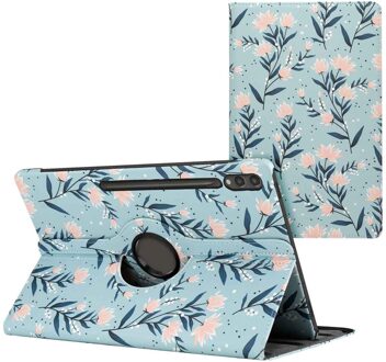 Imoshion 360° Draaibare Design Bookcase voor de Samsung Galaxy Tab S10 Ultra / Tab S9 Ultra - Flowers Lichtblauw - 14.6