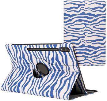 Imoshion 360° Draaibare Design Bookcase voor de Samsung Galaxy Tab S10 Ultra / Tab S9 Ultra - White Blue Stripes Meerkleurig - 14.6