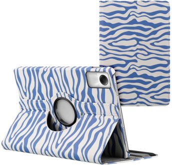 Imoshion 360° Draaibare Design Bookcase voor de Xiaomi Redmi Pad SE - White Blue Stripes Meerkleurig - 11