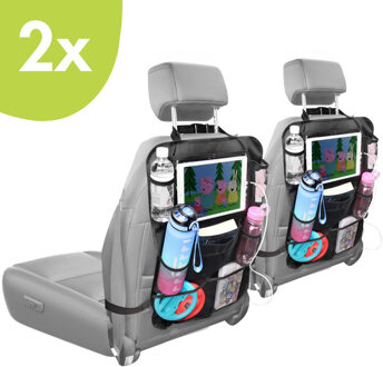 Imoshion Autostoel Organizer voor Kinderen – 9 vakken – Inclusief Tablethouder – Set van twee – Zwart - One size