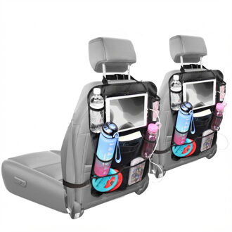 Imoshion Autostoel Organizer voor Kinderen – 9 vakken – Inclusief Tablethouder – Set van twee – Zwart - One size