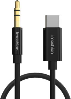 Imoshion AUX kabel - 3,5 mm / Jack audio naar USB-C kabel - Male to USB-C - 1 meter - Zwart - 1m