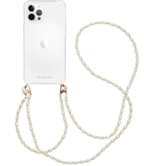 Imoshion Backcover met koord + armband hoesje - Parels iPhone 12 Pro Max hoesje - Transparant