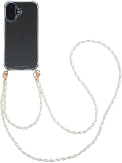 Imoshion Backcover met koord + armband - Parels voor de Apple iPhone 16 - Transparant