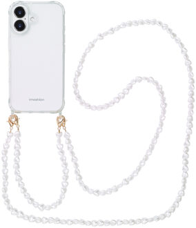 Imoshion Backcover met koord + armband voor de Apple iPhone 16 - Parels Hartjes Transparant
