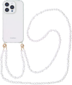 Imoshion Backcover met koord + armband voor de Apple iPhone 16 Pro Max - Parels Hartjes Transparant