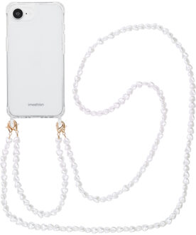 Imoshion Backcover met koord + armband voor de Apple iPhone 16e - Parels Hartjes Transparant