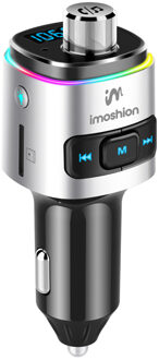 Imoshion Bluetooth FM Transmitter Auto - met Power Delivery USB-C oplaadpoort - Zwart / Zilver - One size