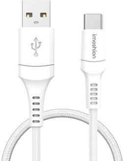 Imoshion Braided USB-C naar USB-A kabel - 1,5 meter - Wit - One size