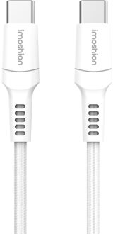 Imoshion Braided USB-C naar USB-C kabel - 0,25 meter - Wit - One size