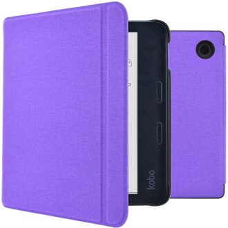 Imoshion Canvas Sleepcover Bookcase met stand voor de Kobo Libra Colour - Paars - 7