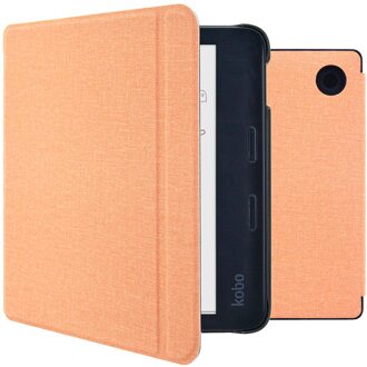 Imoshion Canvas Sleepcover Bookcase met stand voor de Kobo Libra Colour - Peach Oranje - 7