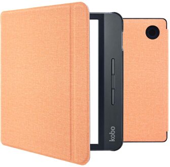 Imoshion Canvas Sleepcover Bookcase met stand voor de Kobo Libra H2O - Peach Oranje - 7