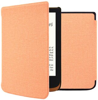 Imoshion Canvas Sleepcover Bookcase voor de Pocketbook Touch Lux 5 / HD 3 / Basic Lux 4 / Vivlio Lux 5 - Peach Oranje - 6
